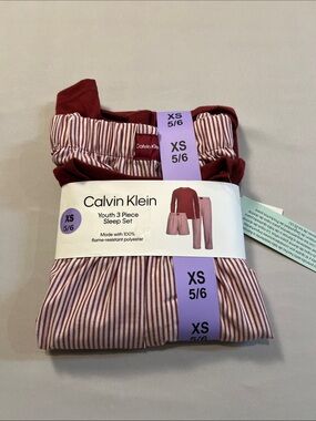 Calvin Klein Youth 3-Piece Sleep Set - Red and White Stripe